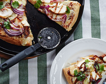 BBQ Chicken and bacon pizzas